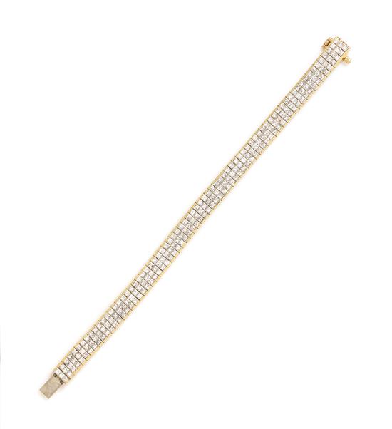 Appraisal: Sale Lot A Yellow Gold and Diamond Line Bracelet consisting