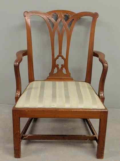 Appraisal: Philadelphia Chippendale armchair c with a pierced carved splat and