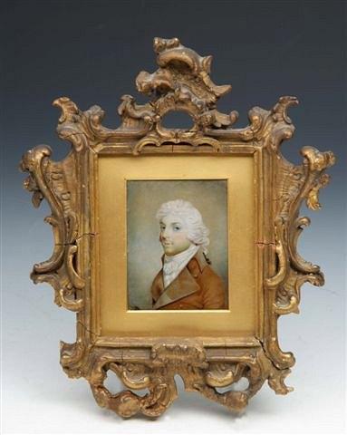 Appraisal: A GEORGE III PORTRAIT MINIATURE of a bewigged gentleman in