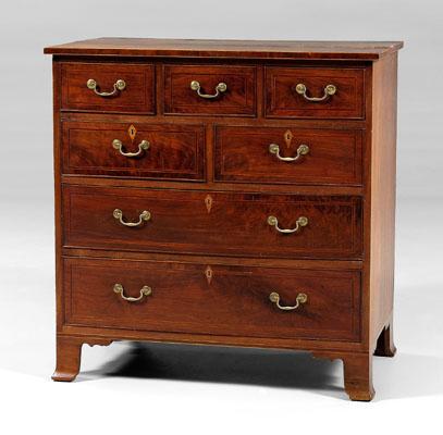 Appraisal: Fine Southern Federal inlaid chest figured walnut with yellow pine