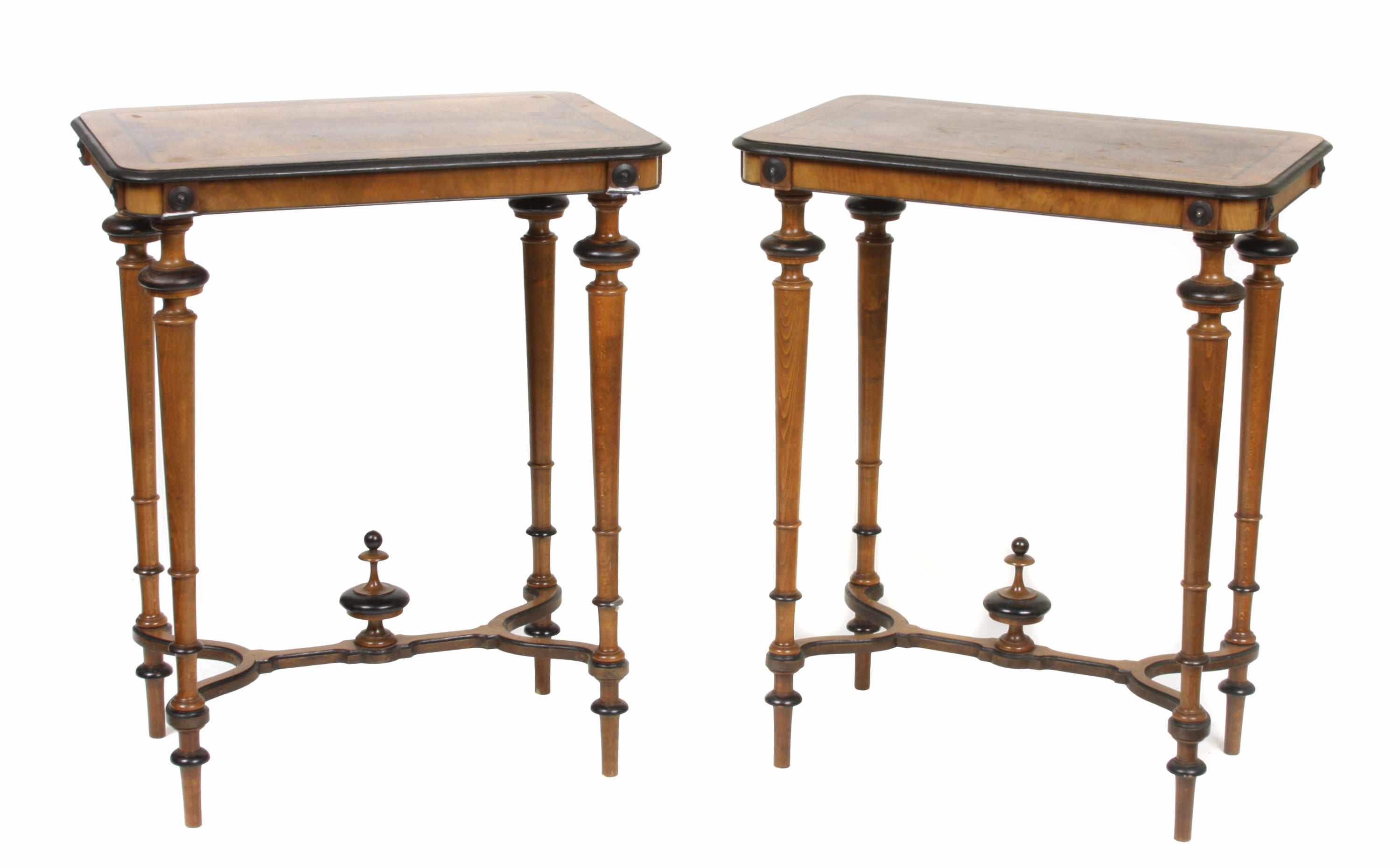 Appraisal: A pair of Swedish Neoclassical style inlaid walnut occasional tables