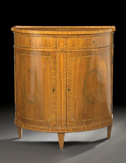 Appraisal: Edwardian Satinwood Demi-lune Cabinet ca in the style of Robert