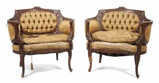 Appraisal: A Pair of Louis XV Style Marquises each with upholstered