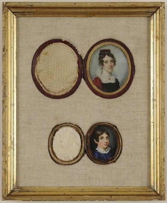 Appraisal: TWO PORTRAIT MINIATURES Gouache on ivory depicting a young woman