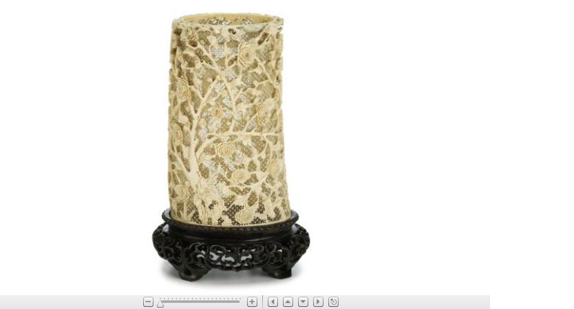 Appraisal: Tall Chinese carved ivory brushpotcanton th century