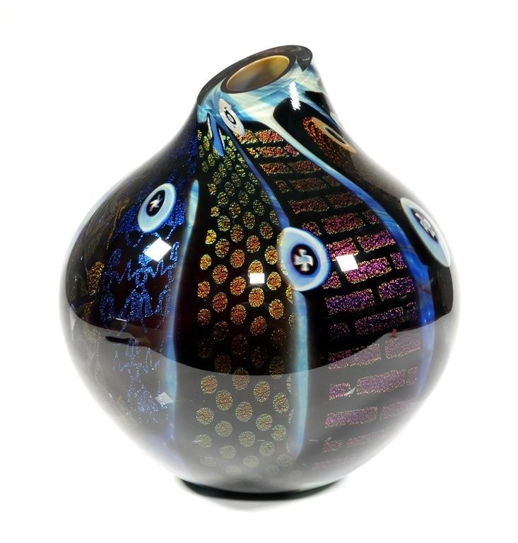 Appraisal: Peter Vanderlaan American b Dichroic art glass vase Signed on