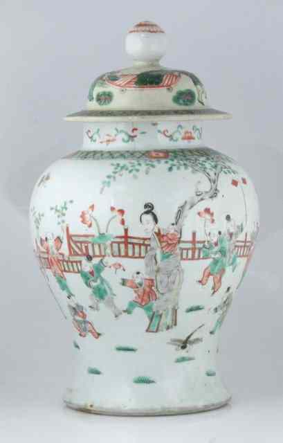 Appraisal: A Chinese baluster jar and cover Qing Dynasty possible Kangxi