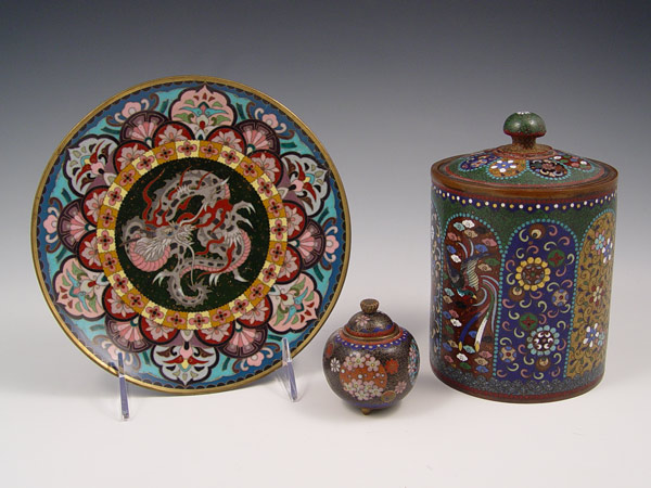 Appraisal: PIECE GROUP OF JAPANESE CLOISONNE Includes Dragon motif plate ''