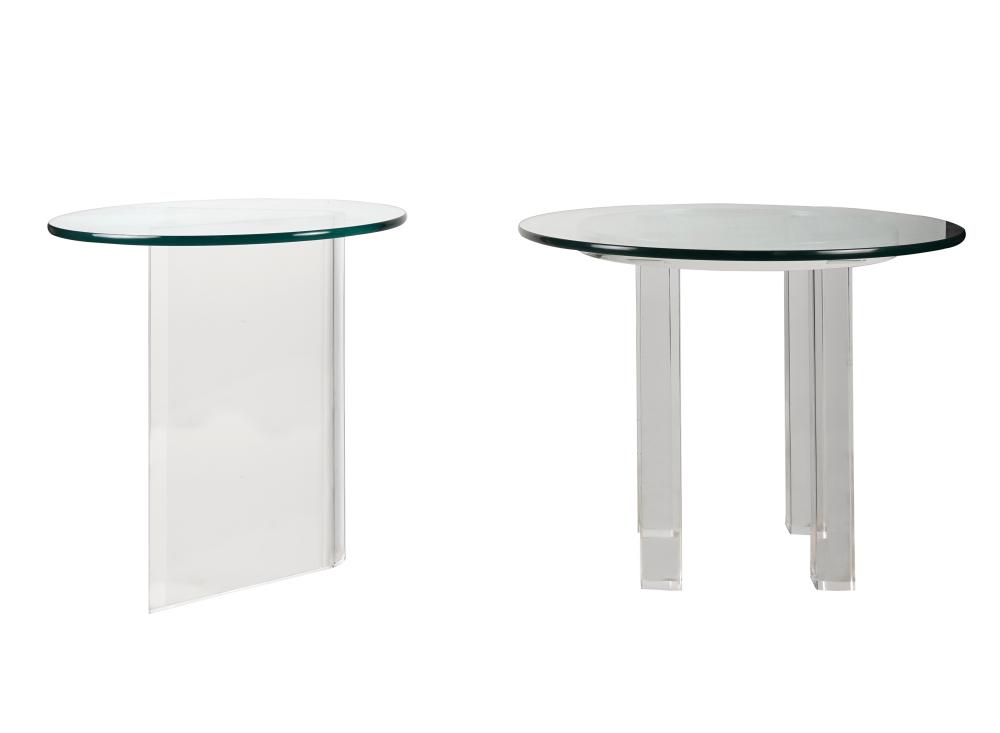 Appraisal: TWO ASSORTED GLASS ACRYLIC SIDE TABLESeach with removable round glass