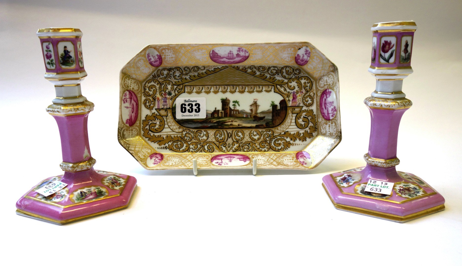 Appraisal: A Meissen rectangular porcelain tray late th century outside decorated