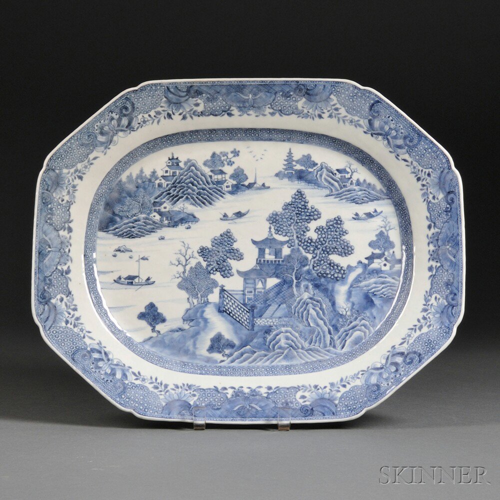 Appraisal: Blue and White Nanking Chinese Export Porcelain Platter early th