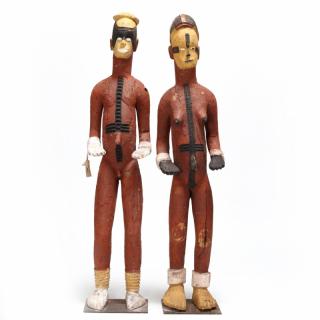 Appraisal: Nigeria Ibo Male and Female Fully Painted Figures carved wood