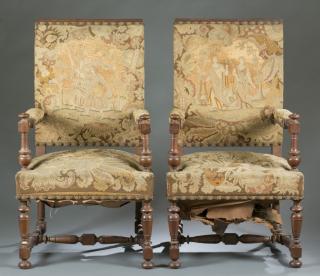 Appraisal: Pair of Berlin work upholstered chairs Neoclassical Sheraton style quad