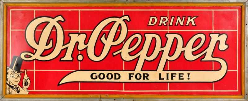 Appraisal: Tin Dr Pepper Sign Late s Complete with old wooden