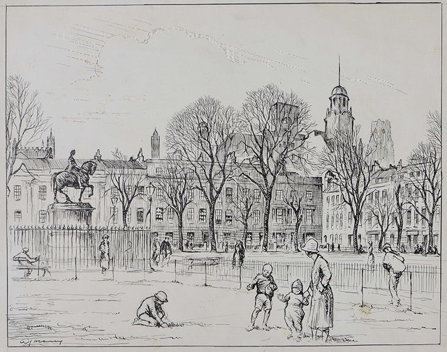 Appraisal: ALEXANDER J HEANEY Exh - 'Queen's Square Bristol' signed pen