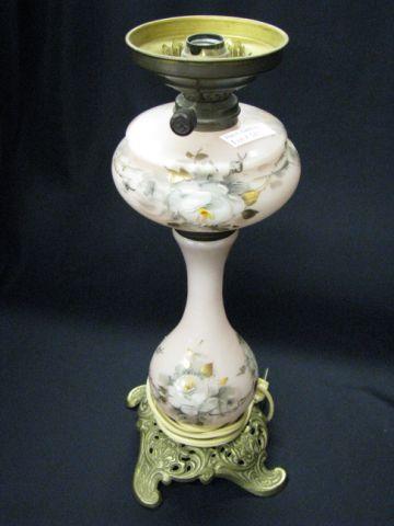 Appraisal: Handpainted Art Glass Lamp brass base