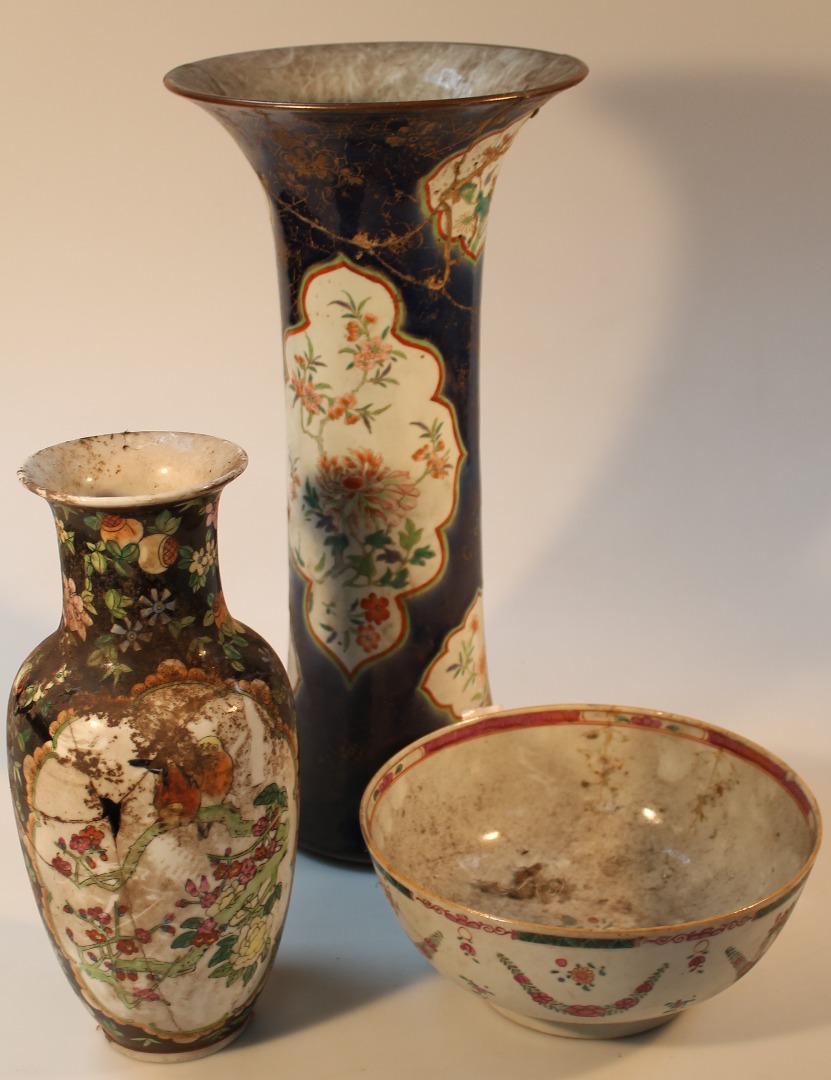 Appraisal: A late Meiji period vase the trumpet stem with blue