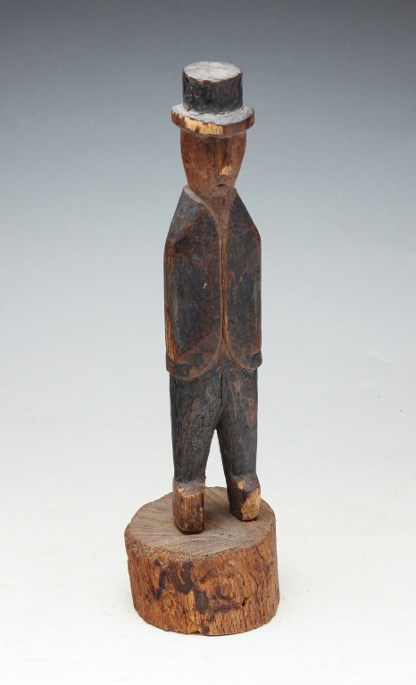 Appraisal: AMERICAN FOLK ART CARVED FIGURE OF A MAN Probably late