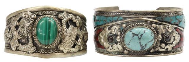 Appraisal: lot of Silver content unknown cuff bracelets possibly Nepal or