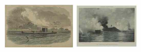 Appraisal: Two American Prints Depicting Iron Clads comprising The Monitor and