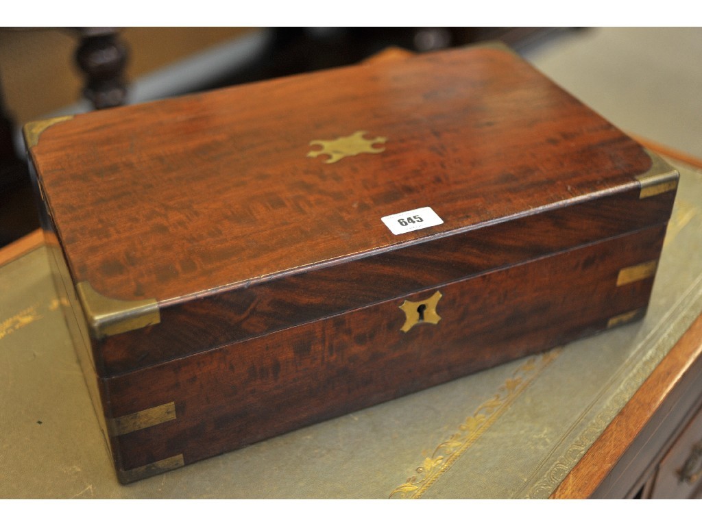 Appraisal: Victorian mahogany and brass bound lap desk