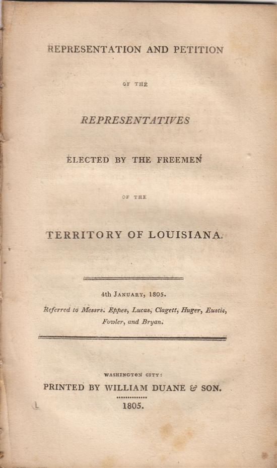 Appraisal: MISSOURI Representation and Petition of the Representatives Elected by the