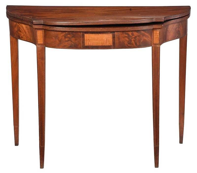 Appraisal: American Federal Inlaid Mahogany Card Table - figured mahogany veneers