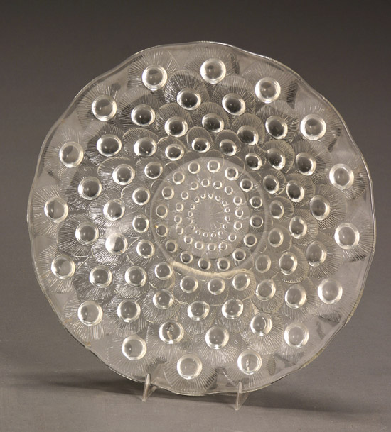 Appraisal: Ren Lalique Molded Clear Glass 'Plumes De Paon' Shallow Bowl