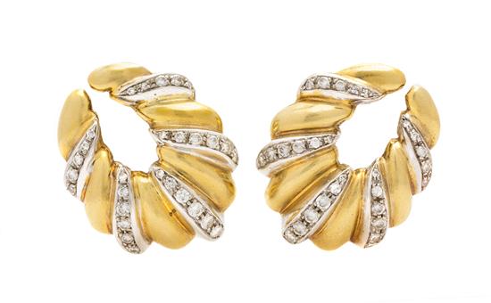 Appraisal: Sale Lot A Pair of Karat Bicolor Gold and Diamond