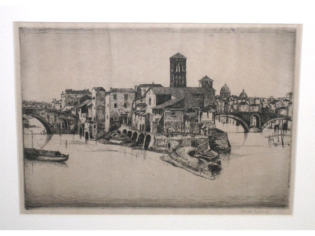 Appraisal: CHARLES MURRAY Pair of etchings 'The Tiber Rome' and 'The