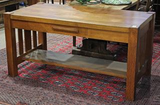 Appraisal: Arts Crafts oak library table likely Grand Rapids circa the