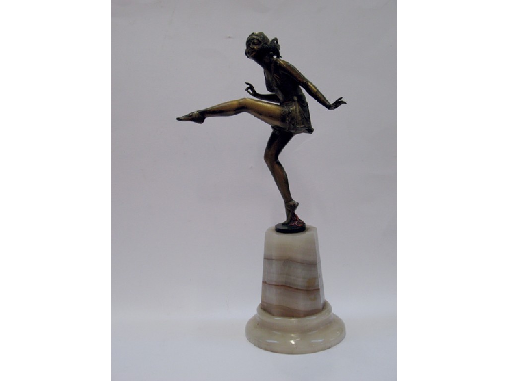 Appraisal: AN ART DECO PATINATED AND PAINTED BRONZE OF A DANCING