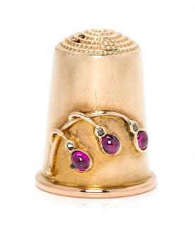 Appraisal: A Russian Gold Diamond and Ruby Thimble Maker's Mark of