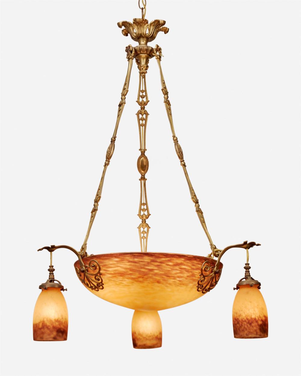 Appraisal: A Muller Fr res art glass chandelier Second-quarter th Century