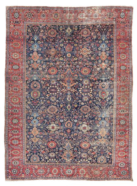 Appraisal: HERIZ CARPET LATE TH EARLY TH CENTURY the abrash indigo