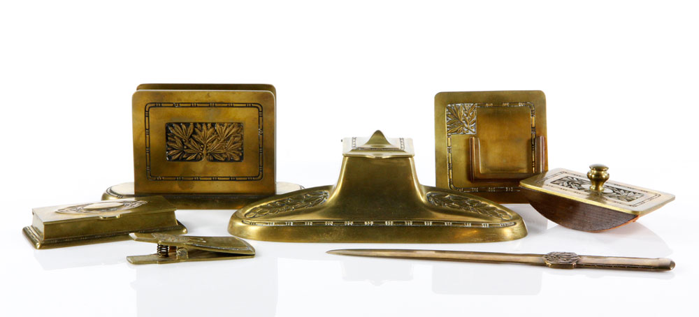 Appraisal: - Brass Bradley Hubbard Desk Set Bradley and Hubbard seven