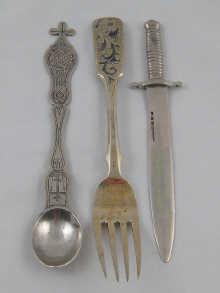 Appraisal: A Russian niello silver gilt dessert fork ' M CH