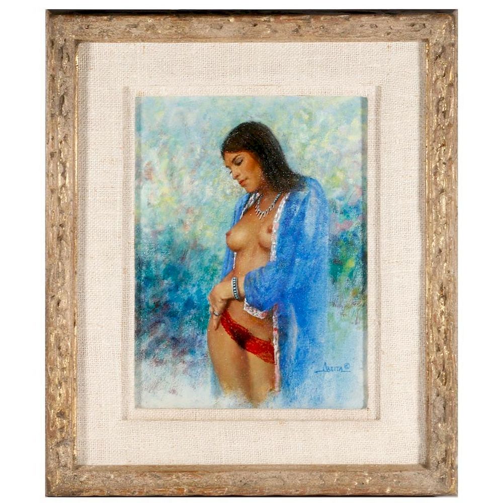 Appraisal: Jim Abieta New Mexico An oil on canvas nude by