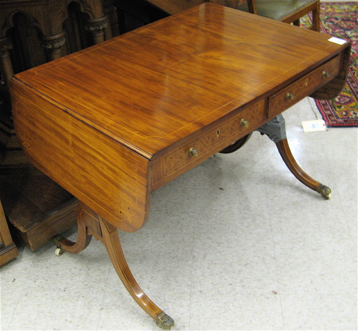 Appraisal: FEDERAL STYLE MAHOGANY DROP-LEAF SOFA TABLE American th century having