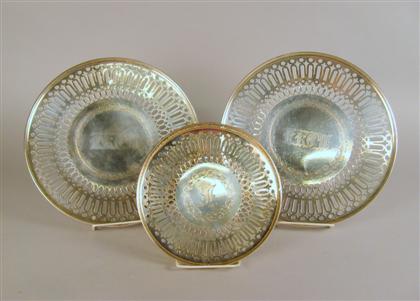 Appraisal: Three American sterling silver reticulated plates Comprising two plates retailed