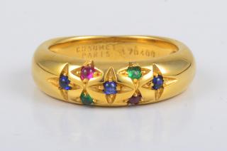 Appraisal: Chaumet Gemstone Gold Ring Chaumet Sapphire Emerald and Ruby gold