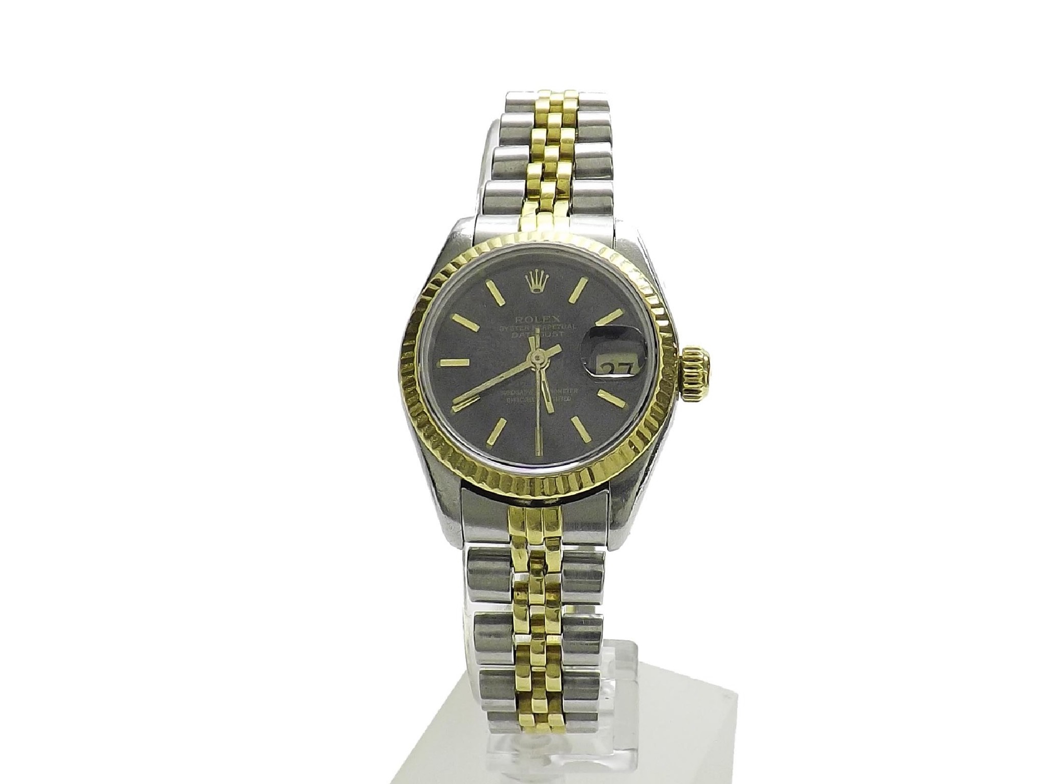 Appraisal: V QK Rolex Oyster Perpetual Datejust steel and gold lady's