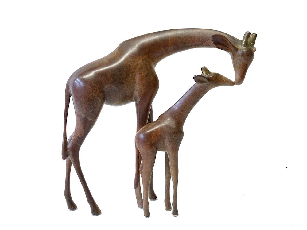 Appraisal: LOET VANDERVEEN GIRAFFE BABY BRONZE SCULPTURE LOET VANDERVEEN Dutch -