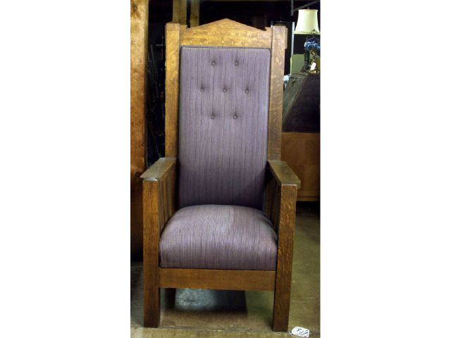 Appraisal: Large antique tall back oak throne chair from a fraternal