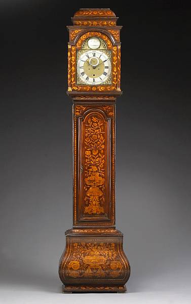 Appraisal: A Dutch Baroque walnut and marquetry tall case clock H