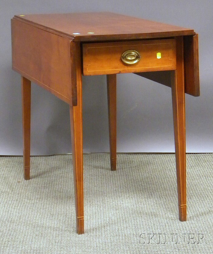 Appraisal: Federal Inlaid Cherry Drop-leaf Pembroke Table ht lg wd in