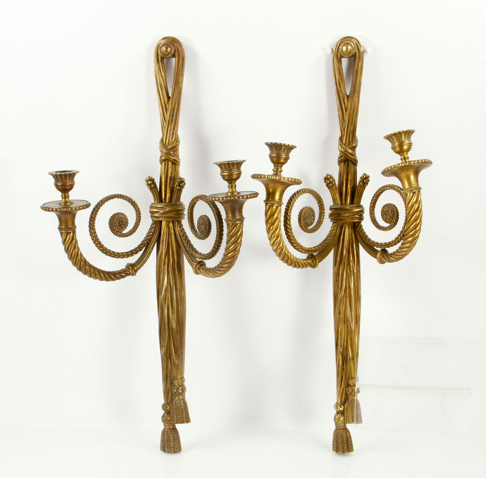 Appraisal: - Pr th C French Sconces Gilt Bronze Pair of