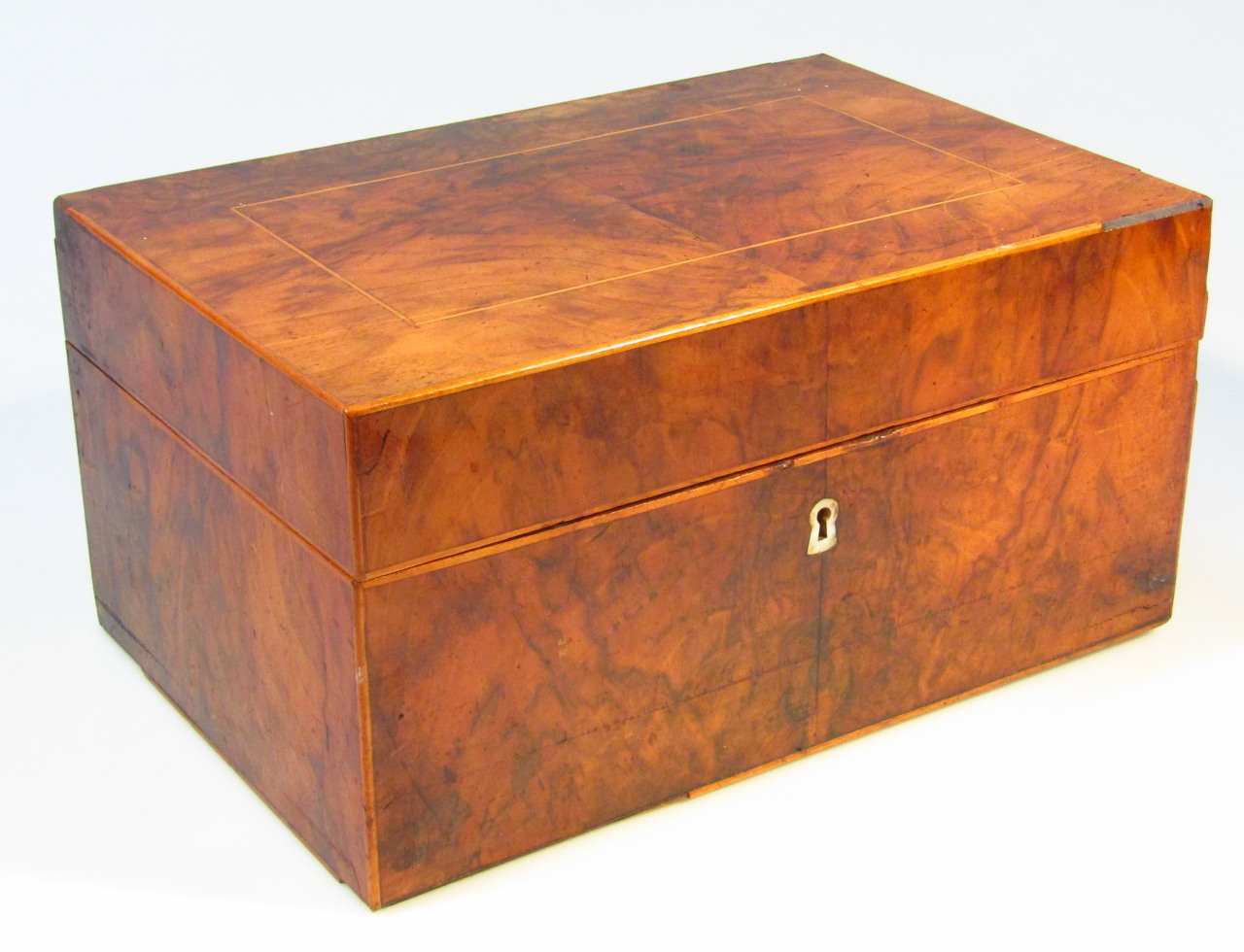 Appraisal: A late thC walnut sewing box of rectangular outline the