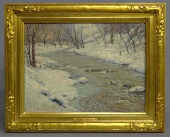 Appraisal: Painting oil on artist board titled on back ''The Brook