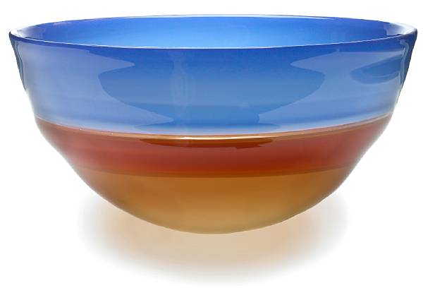 Appraisal: Sonja Blomdahl American born Bowl blue and orange blown glass